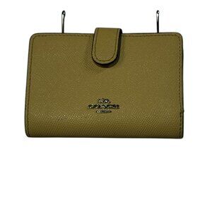 Coach Crossgrain Leather Medium Corner Zip Wallet, Yellow